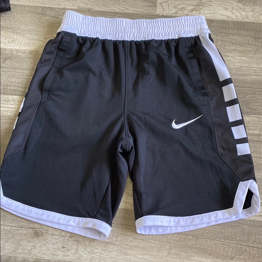Nike Black and White Athletic Shorts with Elastic Waistband - Picture 2 of 2